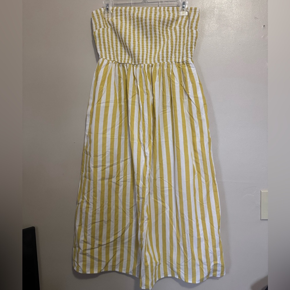 a new day Yellow and White Striped Strapless Dress